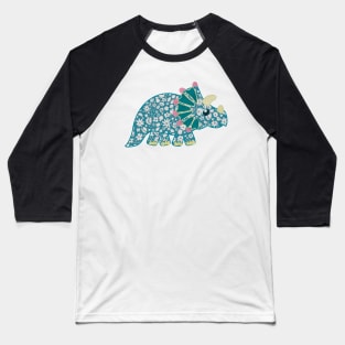 Vintage floral Triceratops Dinosaur Baseball T-Shirt